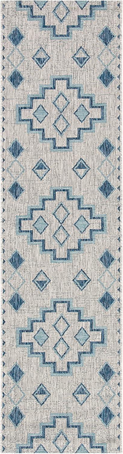 image:imageSAFAVIEH Courtyard Collection 8 x 11 Grey Aqua CY8533 Indoor Outdoor Waterproof Easy Cleaning Patio Backyard Mudroom Area RugGreyAqua