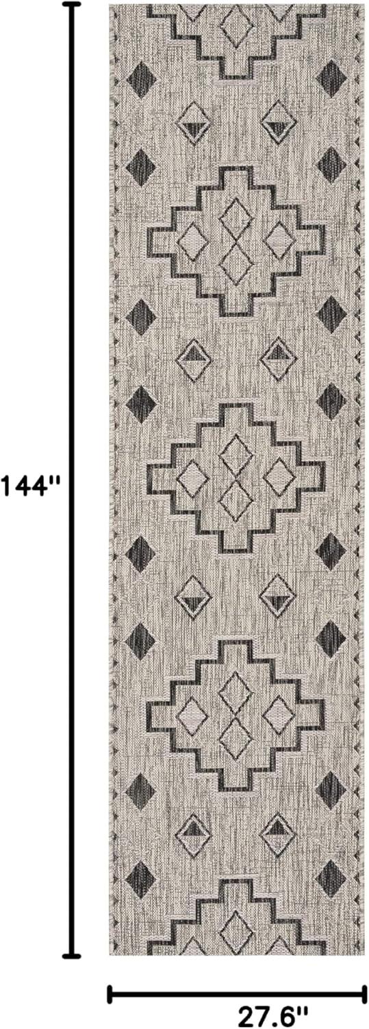 image:imageSAFAVIEH Courtyard Collection 8 x 11 Grey Aqua CY8533 Indoor Outdoor Waterproof Easy Cleaning Patio Backyard Mudroom Area RugGreyBlack