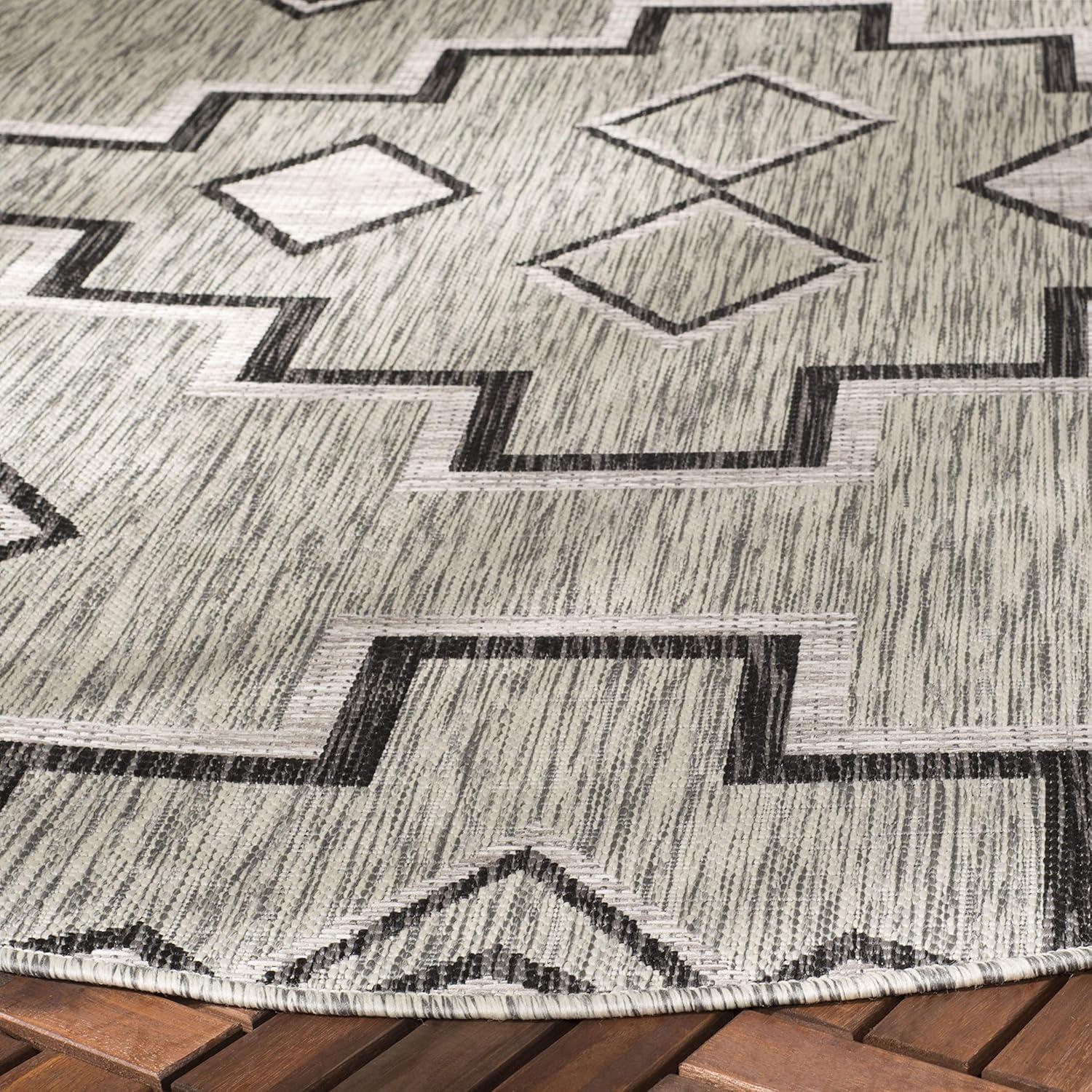 image:imageSAFAVIEH Courtyard Collection 8 x 11 Grey Aqua CY8533 Indoor Outdoor Waterproof Easy Cleaning Patio Backyard Mudroom Area RugGreyBlack