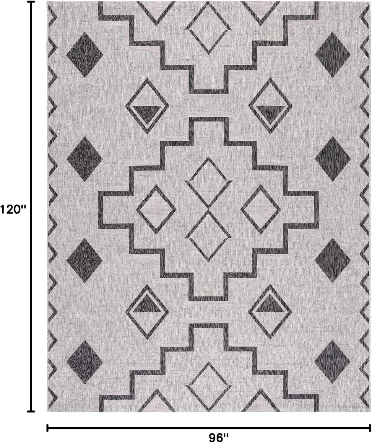 image:imageSAFAVIEH Courtyard Collection 8 x 11 Grey Aqua CY8533 Indoor Outdoor Waterproof Easy Cleaning Patio Backyard Mudroom Area RugGreyBlack