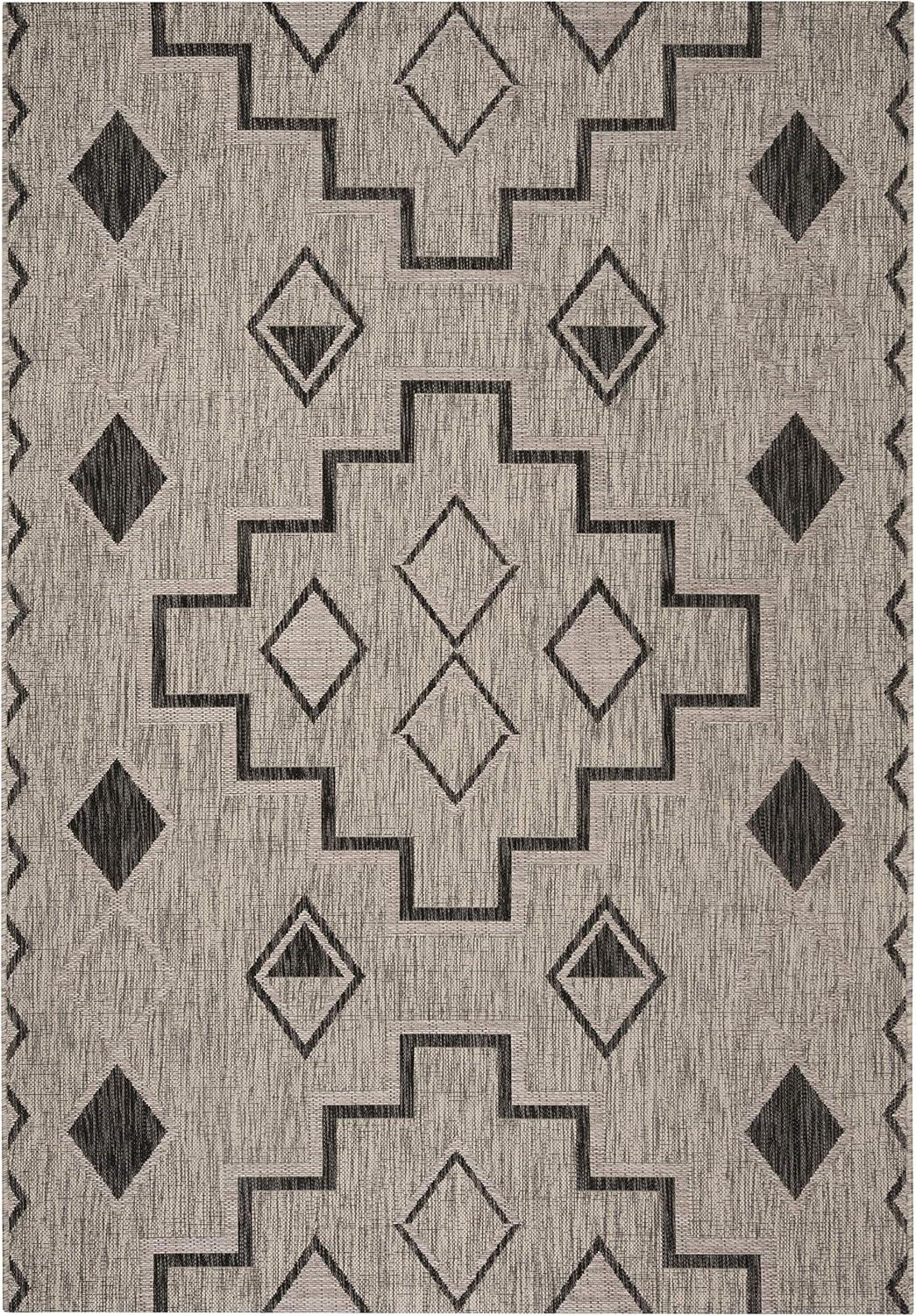 image:imageSAFAVIEH Courtyard Collection 8 x 11 Grey Aqua CY8533 Indoor Outdoor Waterproof Easy Cleaning Patio Backyard Mudroom Area RugGreyBlack