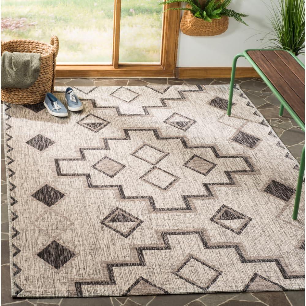 image:imageSAFAVIEH Courtyard Collection 8 x 11 Grey Aqua CY8533 Indoor Outdoor Waterproof Easy Cleaning Patio Backyard Mudroom Area RugGreyBlack