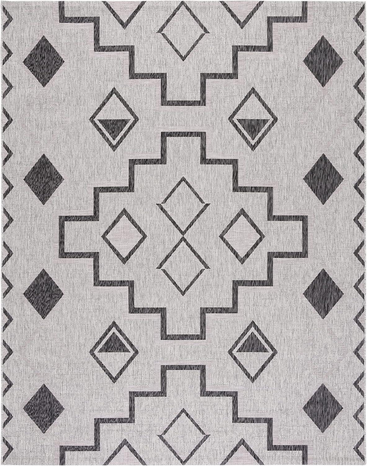 image:imageSAFAVIEH Courtyard Collection 8 x 11 Grey Aqua CY8533 Indoor Outdoor Waterproof Easy Cleaning Patio Backyard Mudroom Area RugGreyBlack