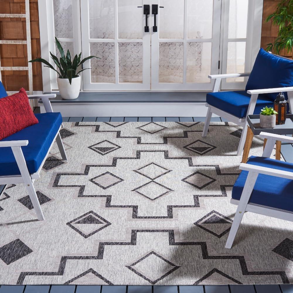 image:imageSAFAVIEH Courtyard Collection 8 x 11 Grey Aqua CY8533 Indoor Outdoor Waterproof Easy Cleaning Patio Backyard Mudroom Area RugGreyBlack