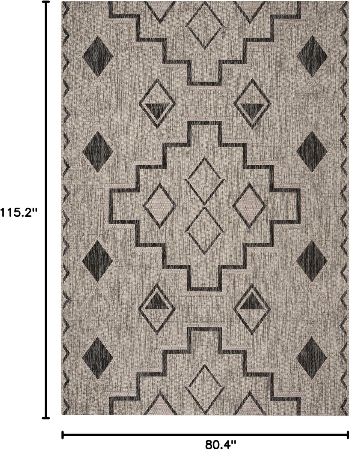 image:imageSAFAVIEH Courtyard Collection 8 x 11 Grey Aqua CY8533 Indoor Outdoor Waterproof Easy Cleaning Patio Backyard Mudroom Area RugGreyBlack