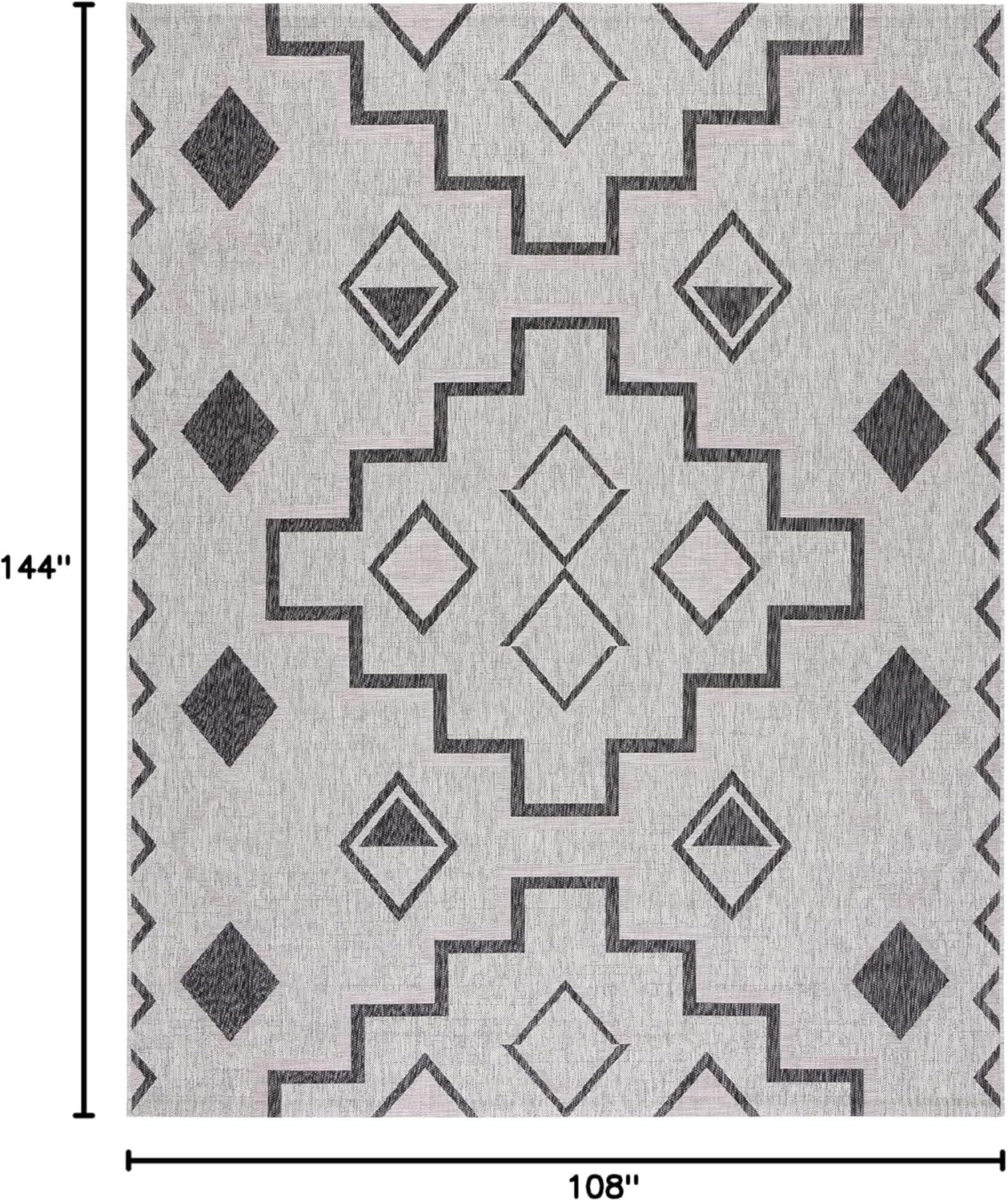 image:imageSAFAVIEH Courtyard Collection 8 x 11 Grey Aqua CY8533 Indoor Outdoor Waterproof Easy Cleaning Patio Backyard Mudroom Area RugGreyBlack