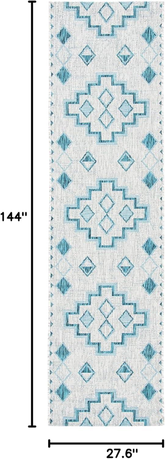 image:imageSAFAVIEH Courtyard Collection 8 x 11 Grey Aqua CY8533 Indoor Outdoor Waterproof Easy Cleaning Patio Backyard Mudroom Area RugGreyTeal