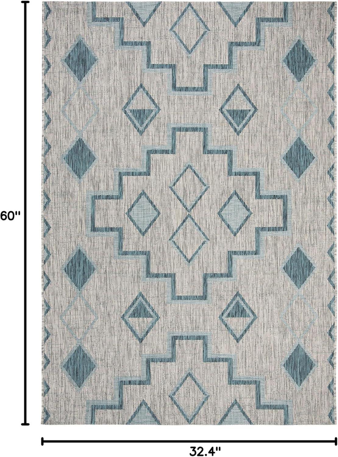 image:imageSAFAVIEH Courtyard Collection 8 x 11 Grey Aqua CY8533 Indoor Outdoor Waterproof Easy Cleaning Patio Backyard Mudroom Area RugGreyTeal
