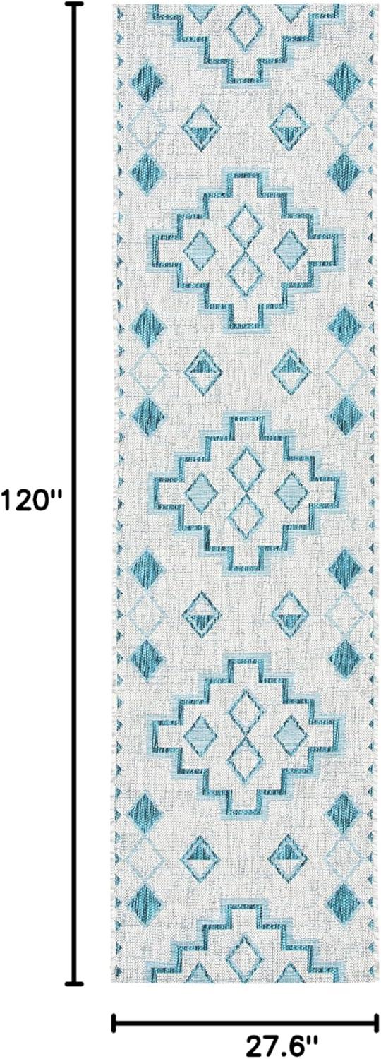 image:imageSAFAVIEH Courtyard Collection 8 x 11 Grey Aqua CY8533 Indoor Outdoor Waterproof Easy Cleaning Patio Backyard Mudroom Area RugGreyTeal