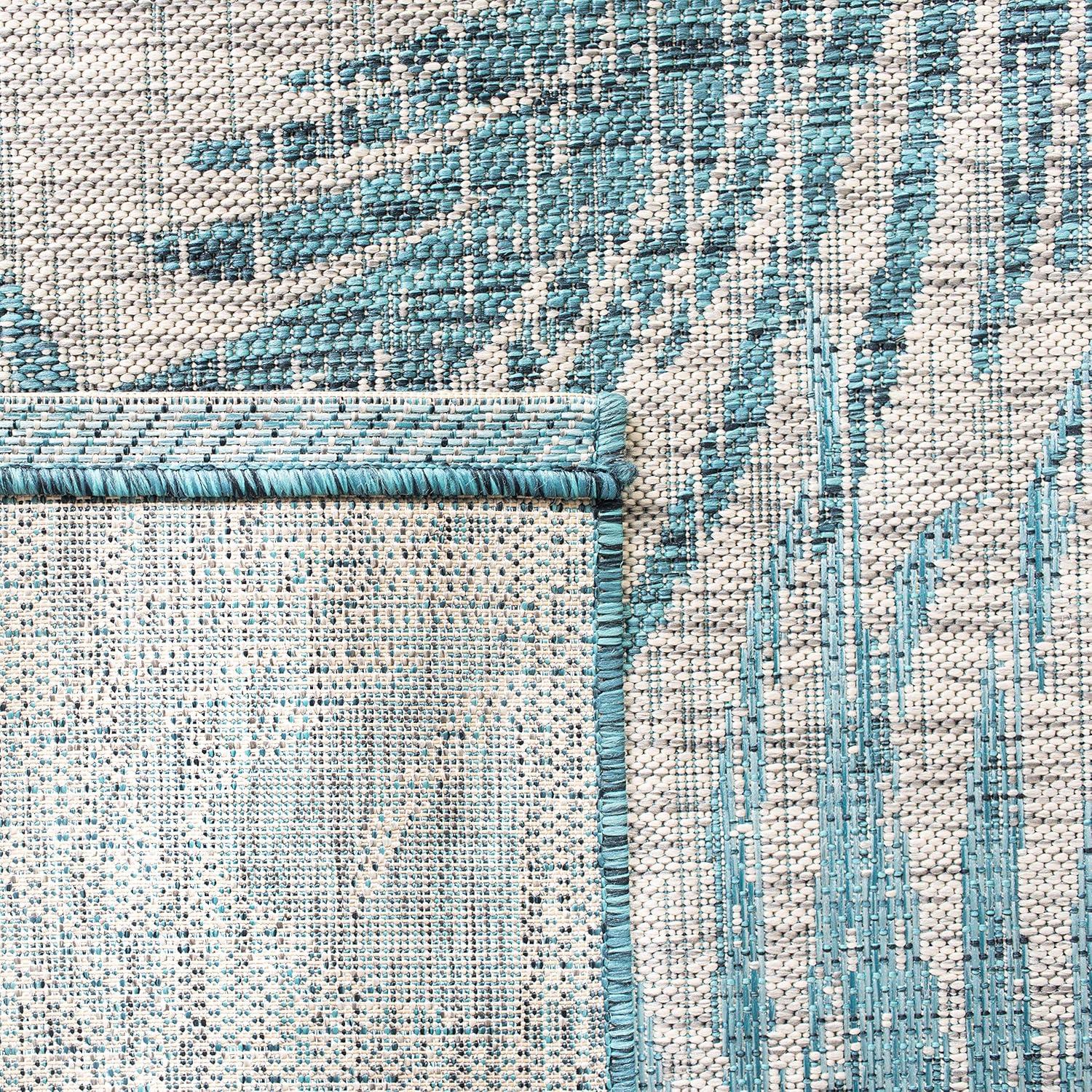 image:imageSAFAVIEH Courtyard Collection 8 x 11 Grey Aqua CY8557 Indoor Outdoor Waterproof Easy Cleaning Patio Backyard Mudroom Area RugGreyAqua