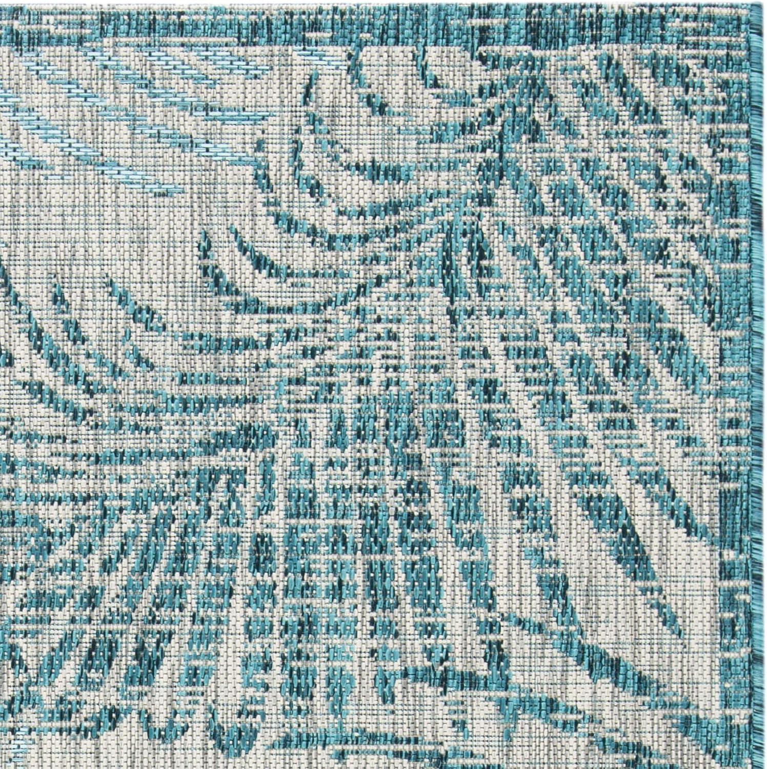image:imageSAFAVIEH Courtyard Collection 8 x 11 Grey Aqua CY8557 Indoor Outdoor Waterproof Easy Cleaning Patio Backyard Mudroom Area RugGreyAqua