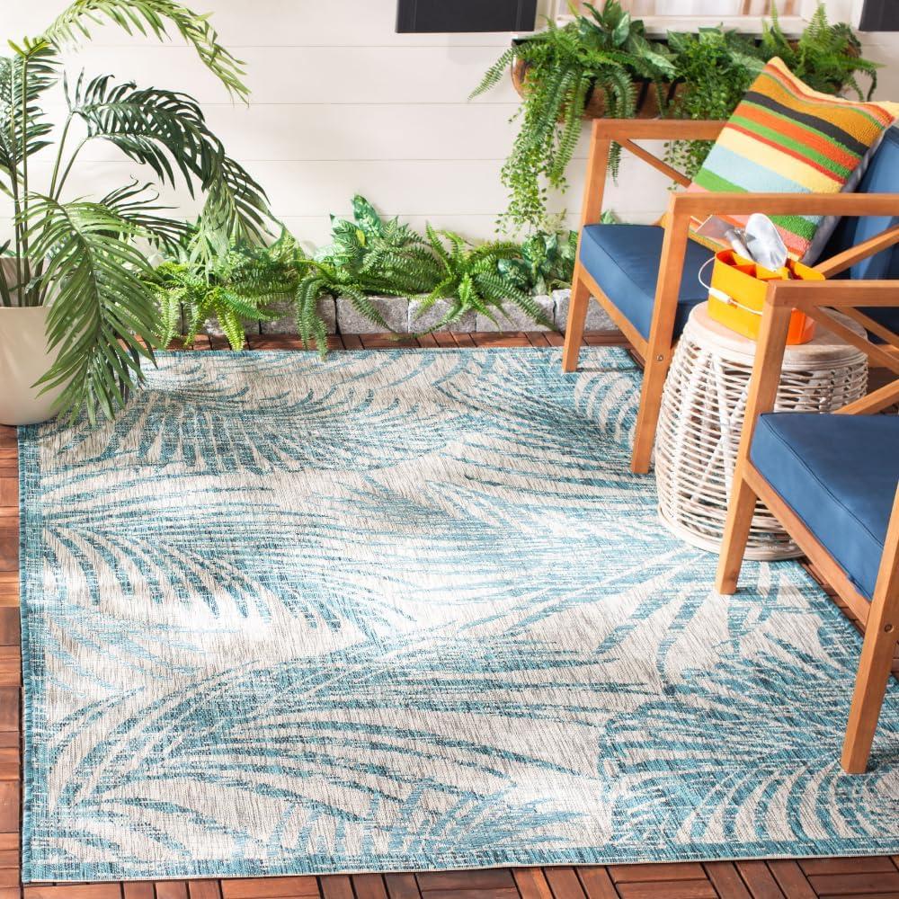 image:imageSAFAVIEH Courtyard Collection 8 x 11 Grey Aqua CY8557 Indoor Outdoor Waterproof Easy Cleaning Patio Backyard Mudroom Area RugGreyAqua