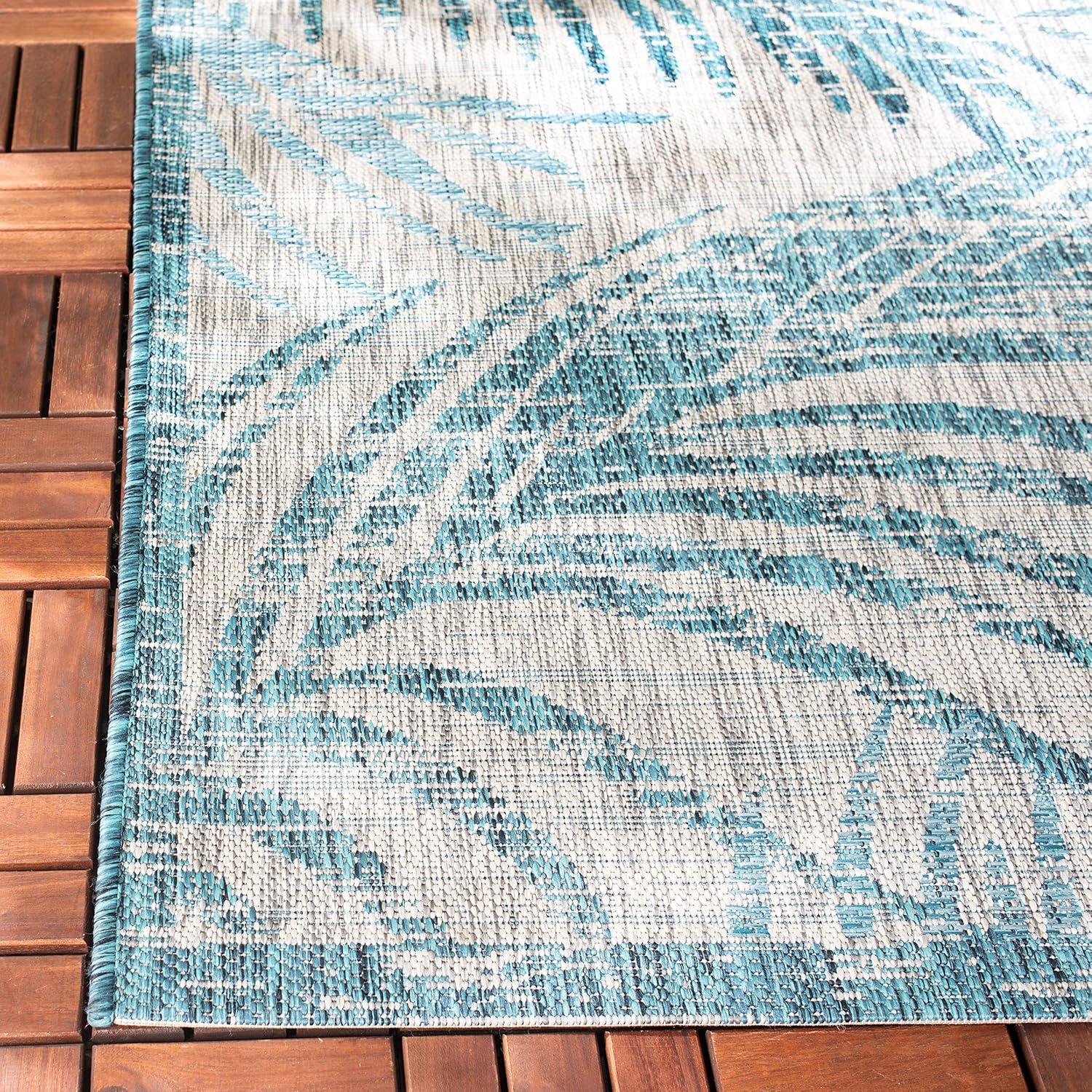 image:imageSAFAVIEH Courtyard Collection 8 x 11 Grey Aqua CY8557 Indoor Outdoor Waterproof Easy Cleaning Patio Backyard Mudroom Area RugGreyAqua