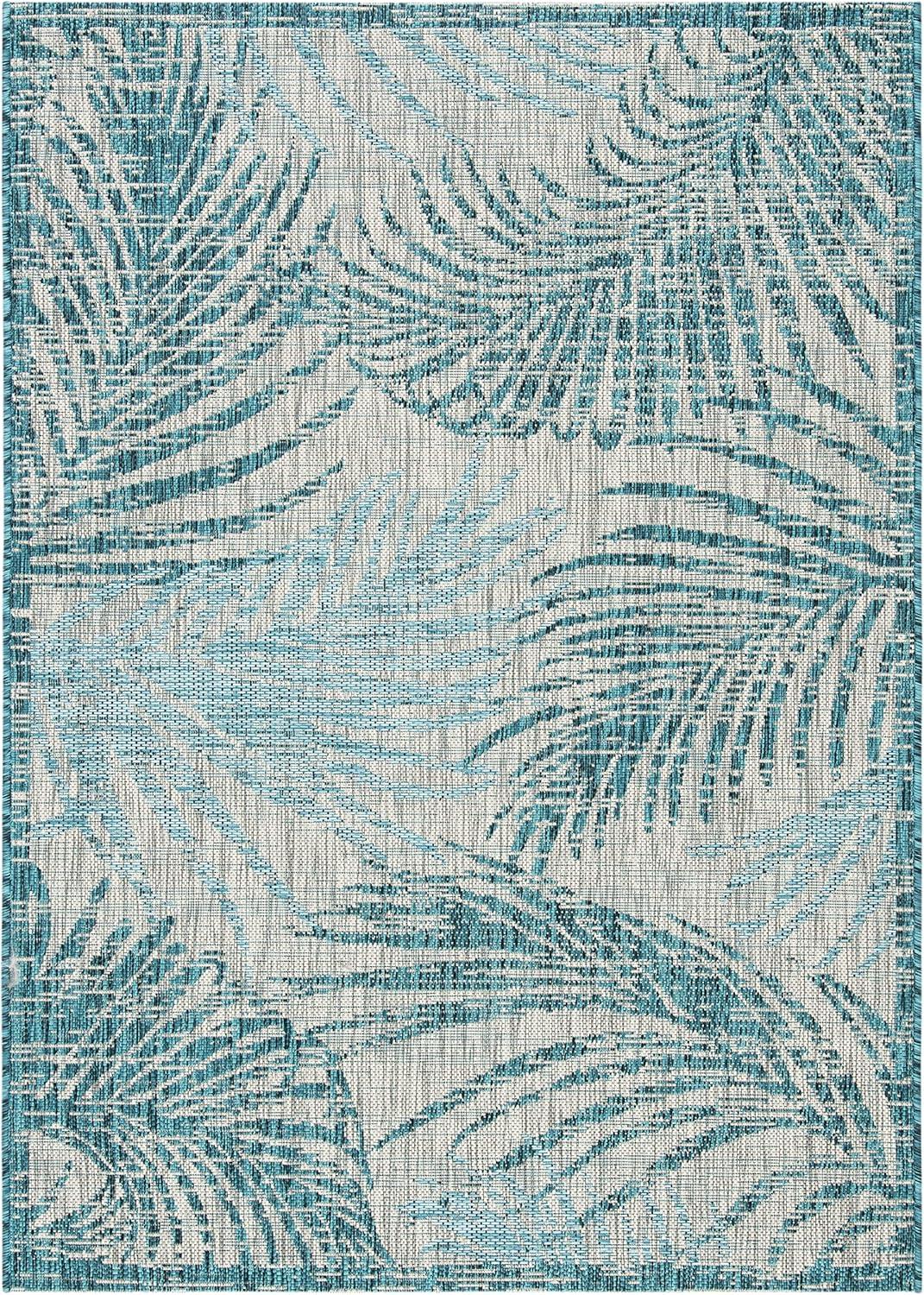 image:imageSAFAVIEH Courtyard Collection 8 x 11 Grey Aqua CY8557 Indoor Outdoor Waterproof Easy Cleaning Patio Backyard Mudroom Area RugGreyAqua