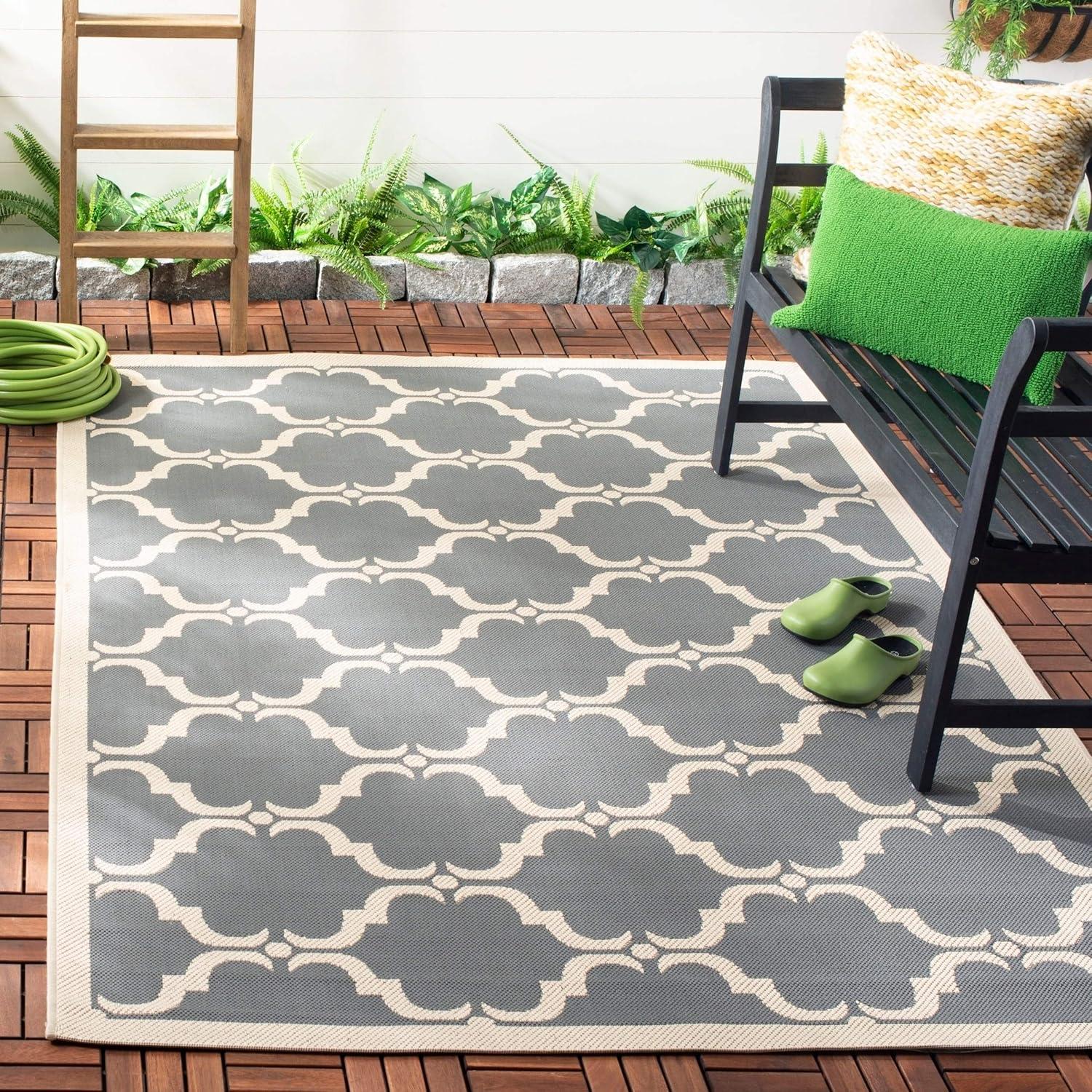 image:imageSAFAVIEH Courtyard Collection 8 x 11 NavyBeige CY6009 Trellis Indoor Outdoor Waterproof EasyCleaning Patio Backyard Mudroom AreaRugAnthraciteBeige