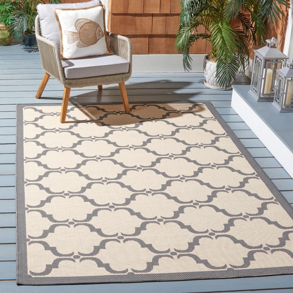 image:imageSAFAVIEH Courtyard Collection 8 x 11 NavyBeige CY6009 Trellis Indoor Outdoor Waterproof EasyCleaning Patio Backyard Mudroom AreaRugBeigeAnthracite