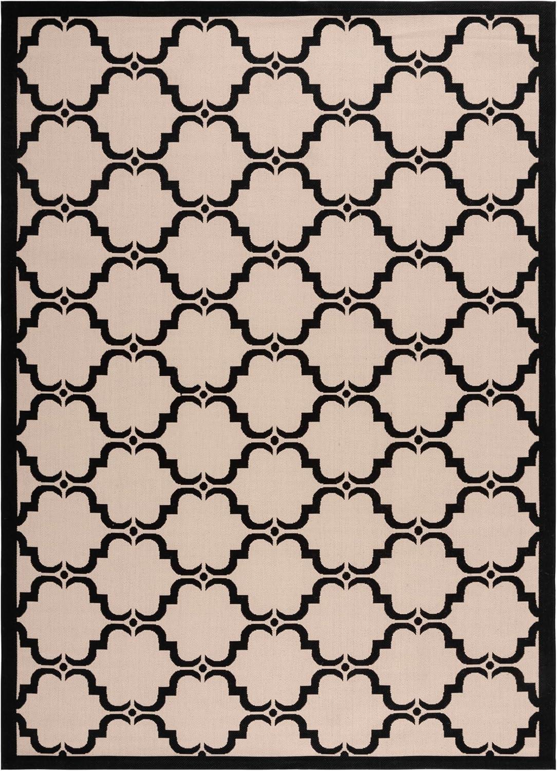 image:imageSAFAVIEH Courtyard Collection 8 x 11 NavyBeige CY6009 Trellis Indoor Outdoor Waterproof EasyCleaning Patio Backyard Mudroom AreaRugBeigeBlack