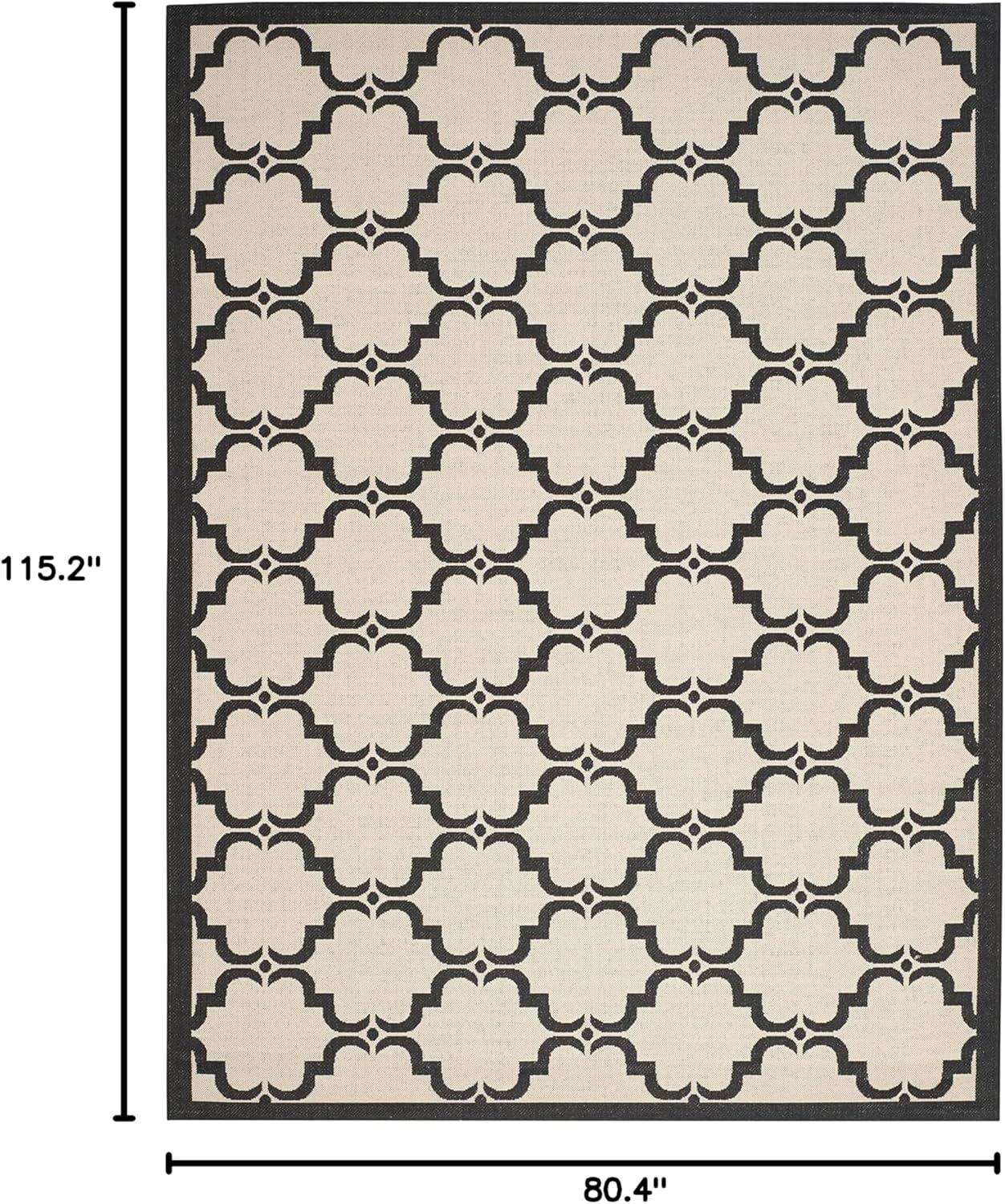 image:imageSAFAVIEH Courtyard Collection 8 x 11 NavyBeige CY6009 Trellis Indoor Outdoor Waterproof EasyCleaning Patio Backyard Mudroom AreaRugBeigeBlack