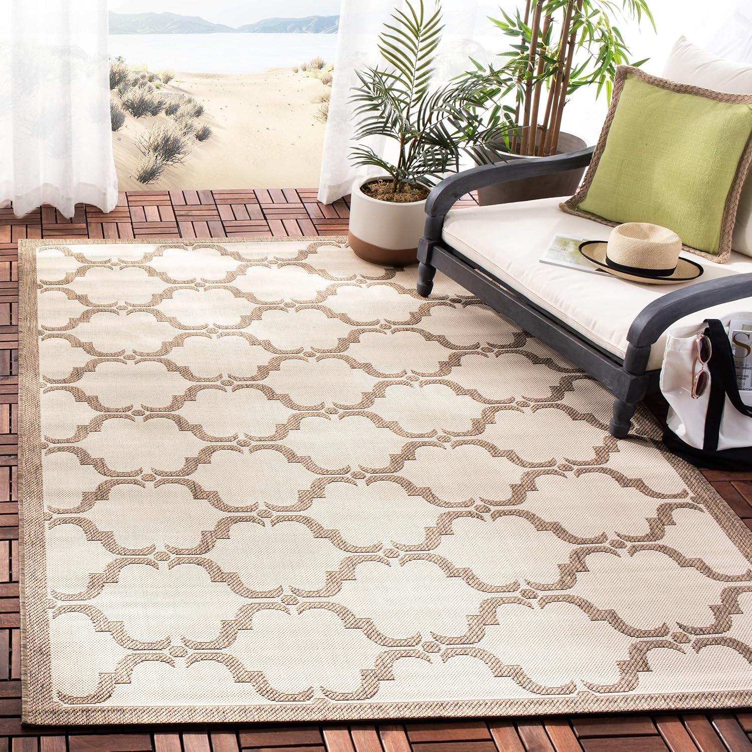 image:imageSAFAVIEH Courtyard Collection 8 x 11 NavyBeige CY6009 Trellis Indoor Outdoor Waterproof EasyCleaning Patio Backyard Mudroom AreaRugBeigeBrown