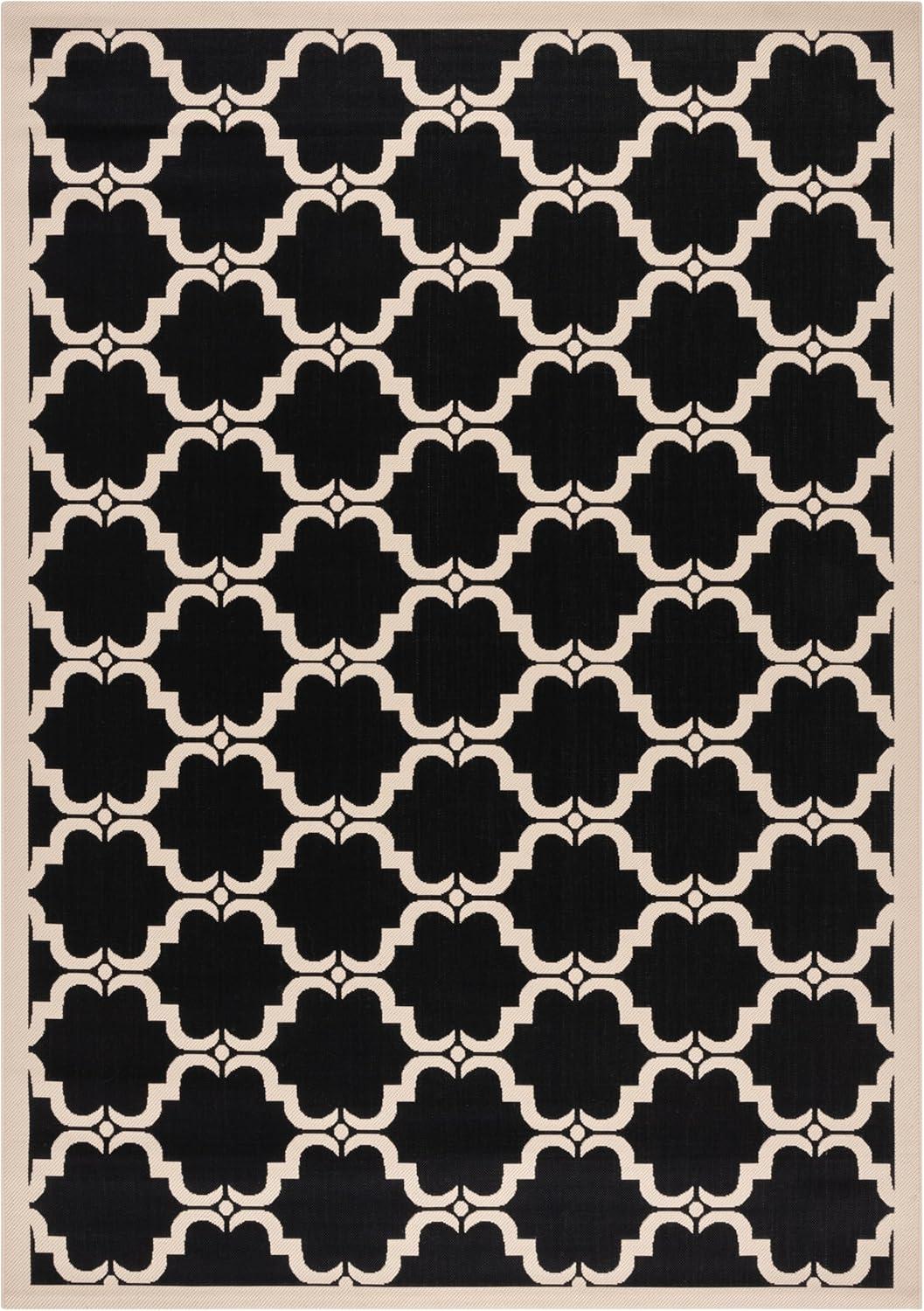 image:imageSAFAVIEH Courtyard Collection 8 x 11 NavyBeige CY6009 Trellis Indoor Outdoor Waterproof EasyCleaning Patio Backyard Mudroom AreaRugBlackBeige