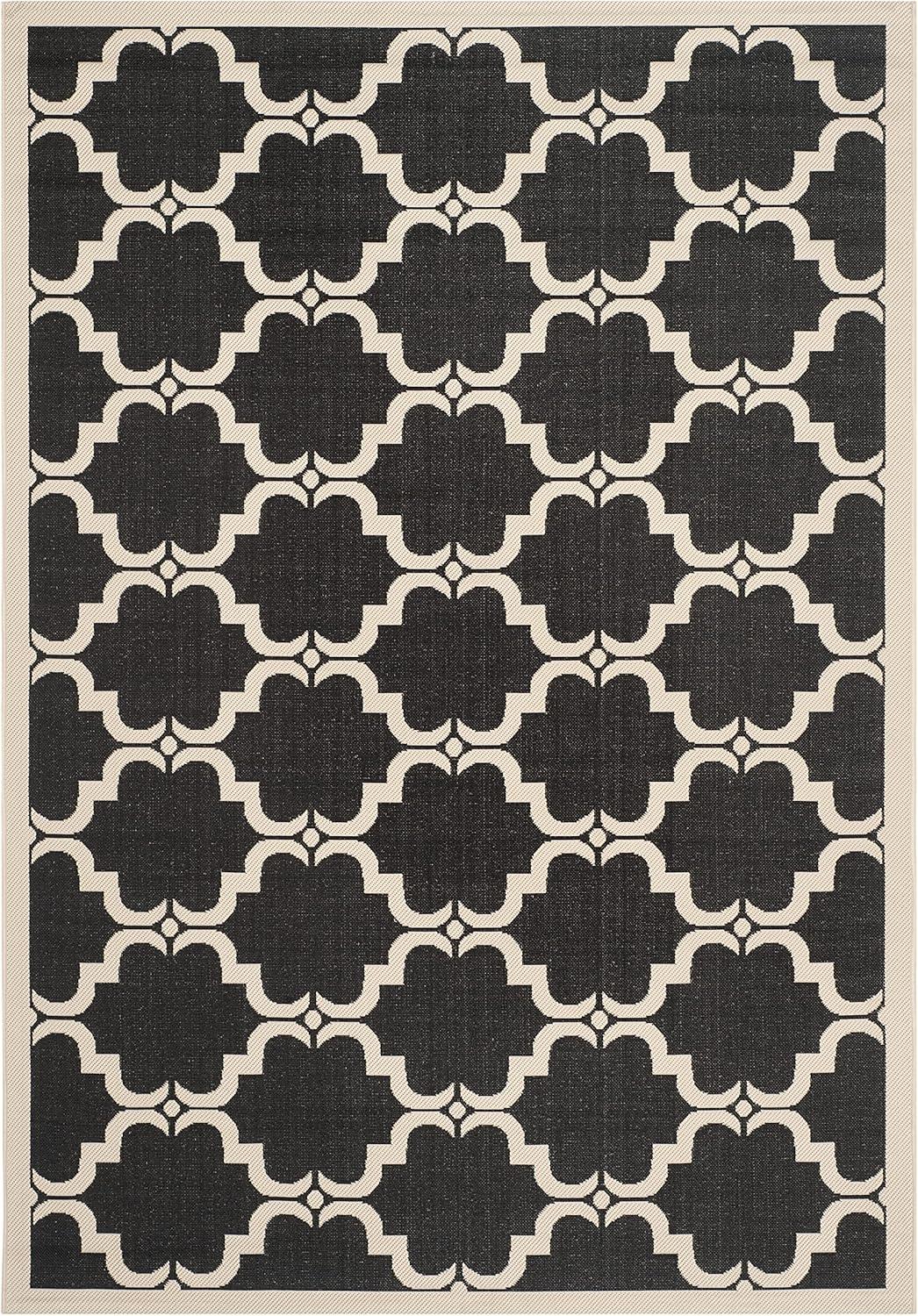 image:imageSAFAVIEH Courtyard Collection 8 x 11 NavyBeige CY6009 Trellis Indoor Outdoor Waterproof EasyCleaning Patio Backyard Mudroom AreaRugBlackBeige