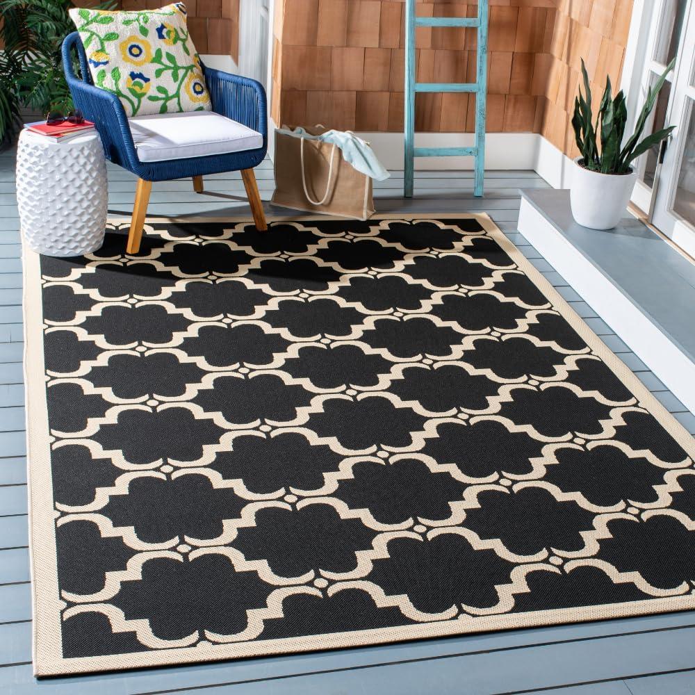 image:imageSAFAVIEH Courtyard Collection 8 x 11 NavyBeige CY6009 Trellis Indoor Outdoor Waterproof EasyCleaning Patio Backyard Mudroom AreaRugBlackBeige