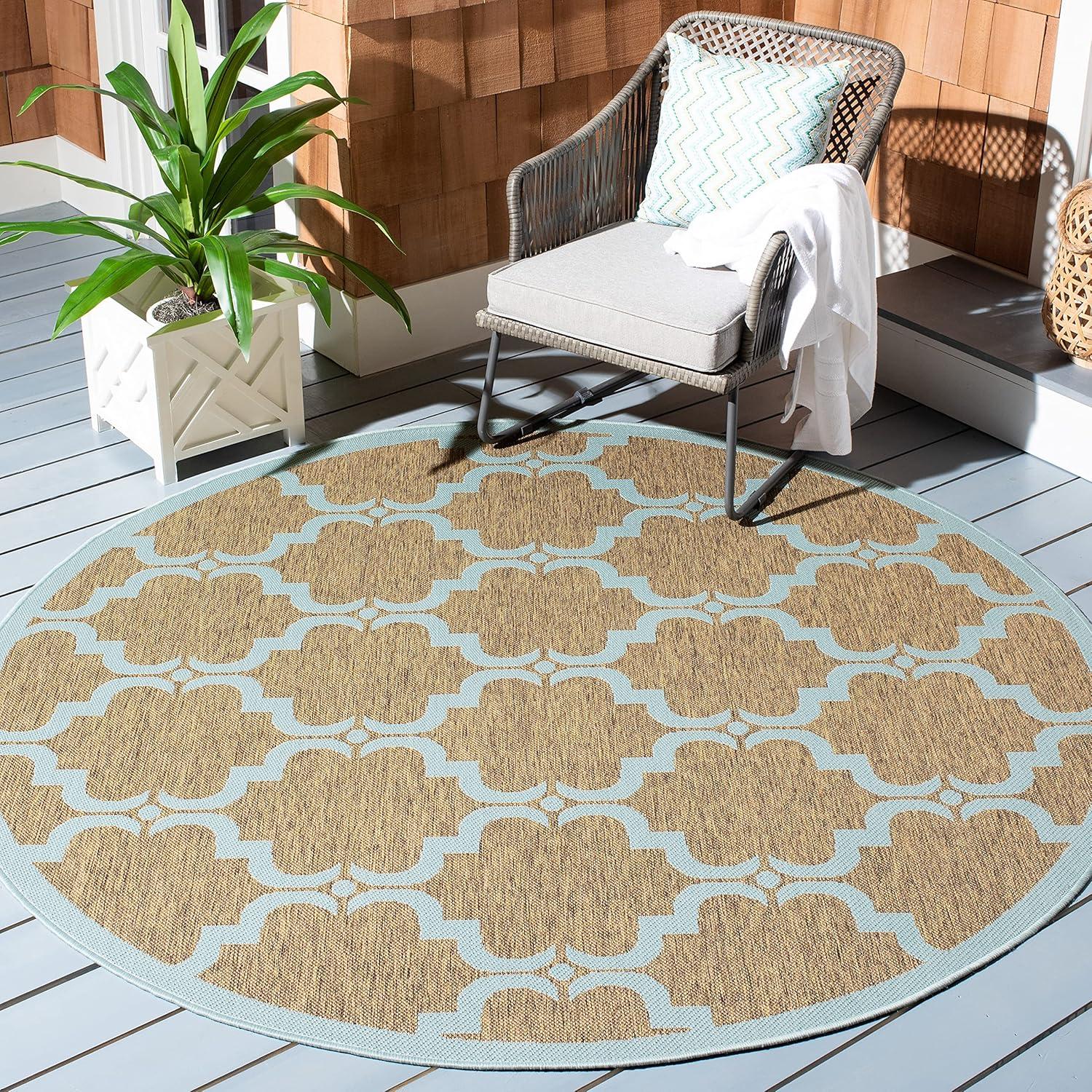 image:imageSAFAVIEH Courtyard Collection 8 x 11 NavyBeige CY6009 Trellis Indoor Outdoor Waterproof EasyCleaning Patio Backyard Mudroom AreaRugBrownAqua