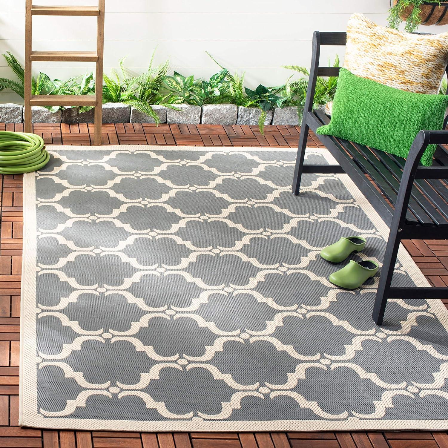 image:imageSAFAVIEH Courtyard Collection 8 x 11 NavyBeige CY6009 Trellis Indoor Outdoor Waterproof EasyCleaning Patio Backyard Mudroom AreaRugBrownAqua