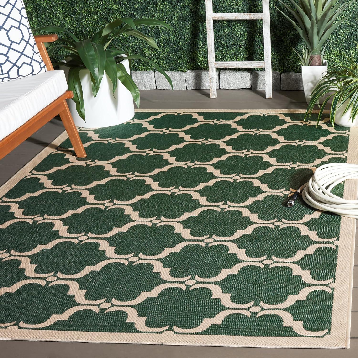 image:imageSAFAVIEH Courtyard Collection 8 x 11 NavyBeige CY6009 Trellis Indoor Outdoor Waterproof EasyCleaning Patio Backyard Mudroom AreaRugDark GreenBeige