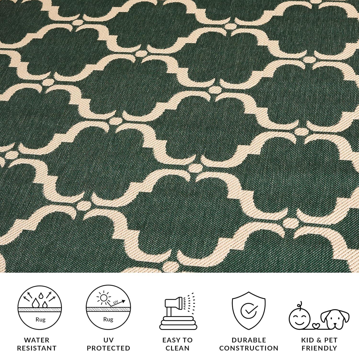 image:imageSAFAVIEH Courtyard Collection 8 x 11 NavyBeige CY6009 Trellis Indoor Outdoor Waterproof EasyCleaning Patio Backyard Mudroom AreaRugDark GreenBeige