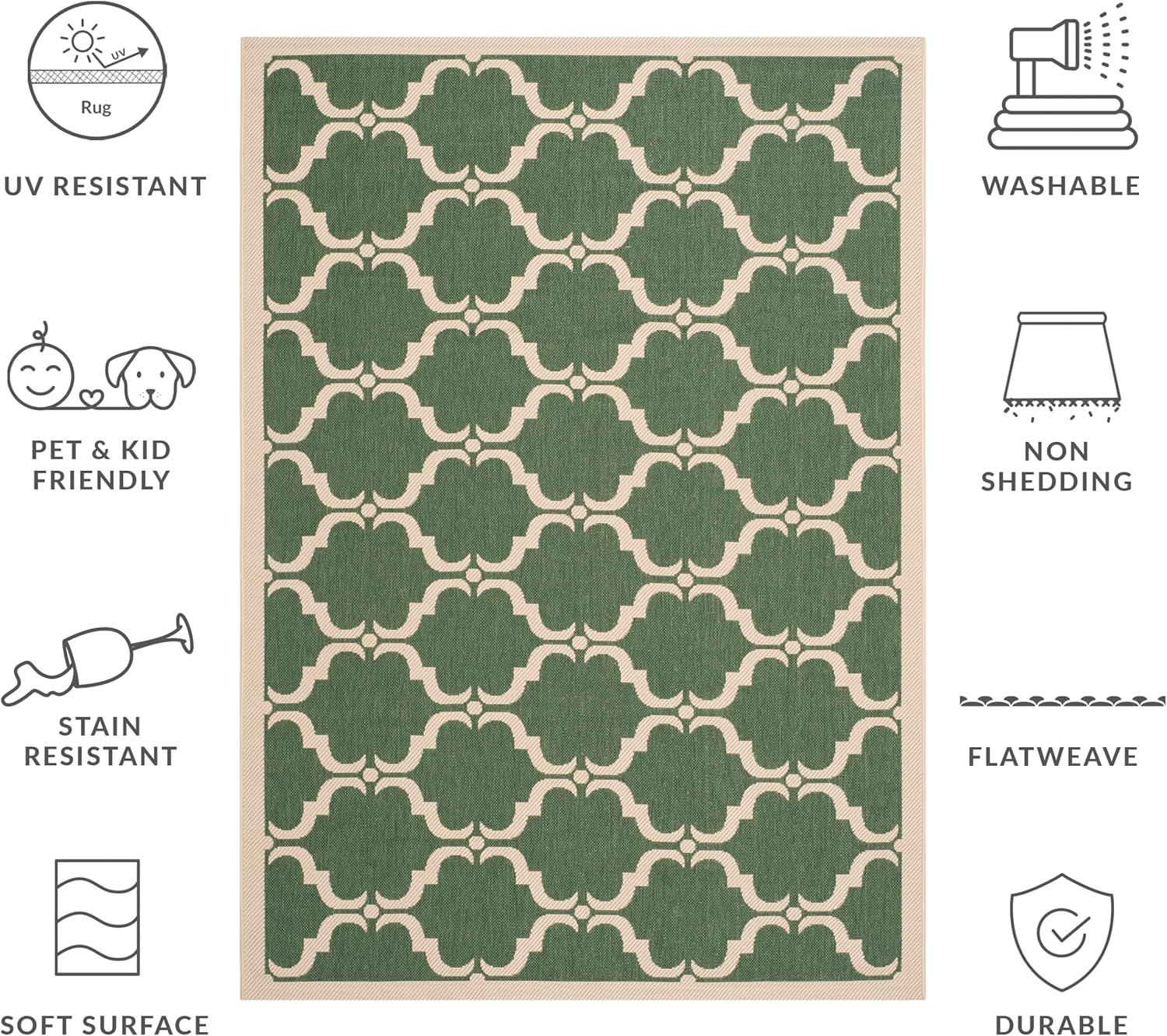 image:imageSAFAVIEH Courtyard Collection 8 x 11 NavyBeige CY6009 Trellis Indoor Outdoor Waterproof EasyCleaning Patio Backyard Mudroom AreaRugDark GreenBeige