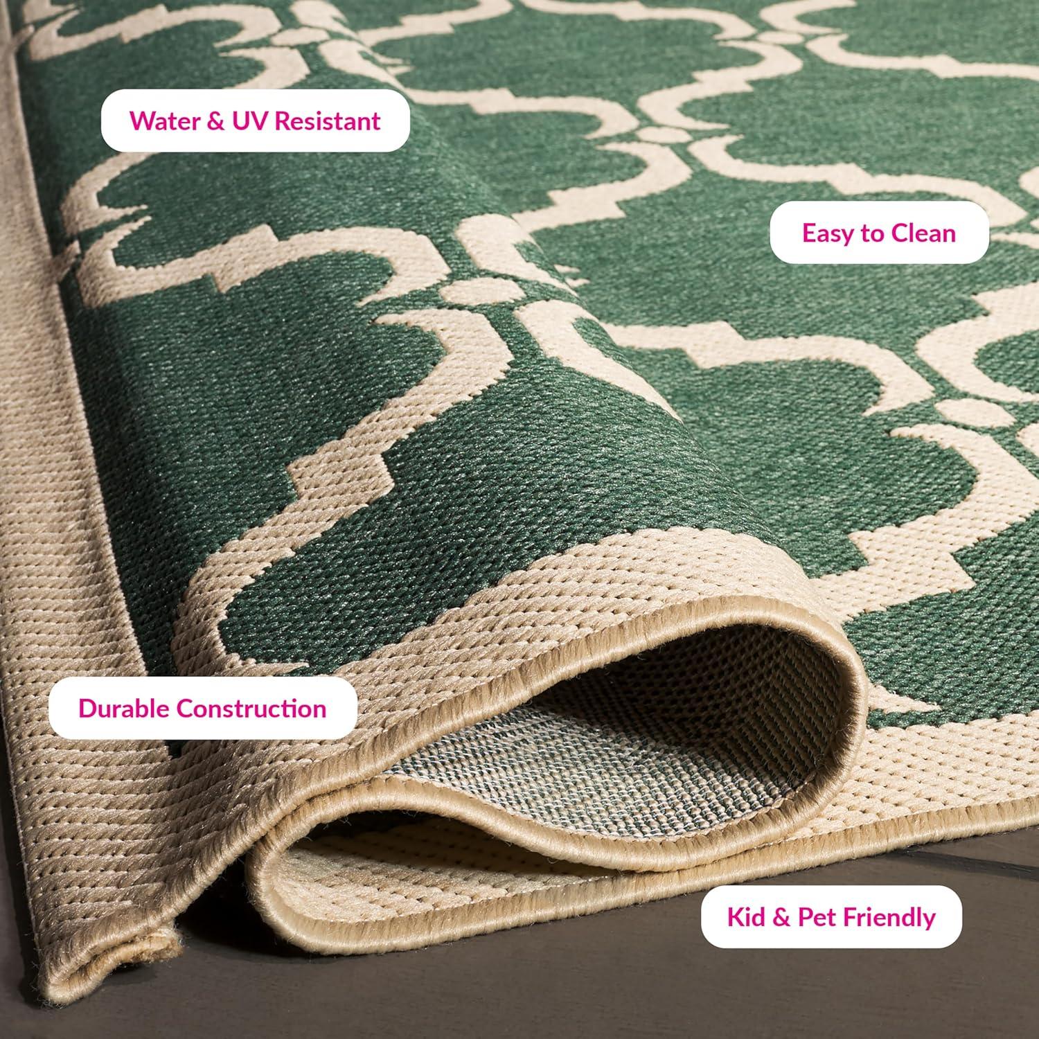image:imageSAFAVIEH Courtyard Collection 8 x 11 NavyBeige CY6009 Trellis Indoor Outdoor Waterproof EasyCleaning Patio Backyard Mudroom AreaRugDark GreenBeige
