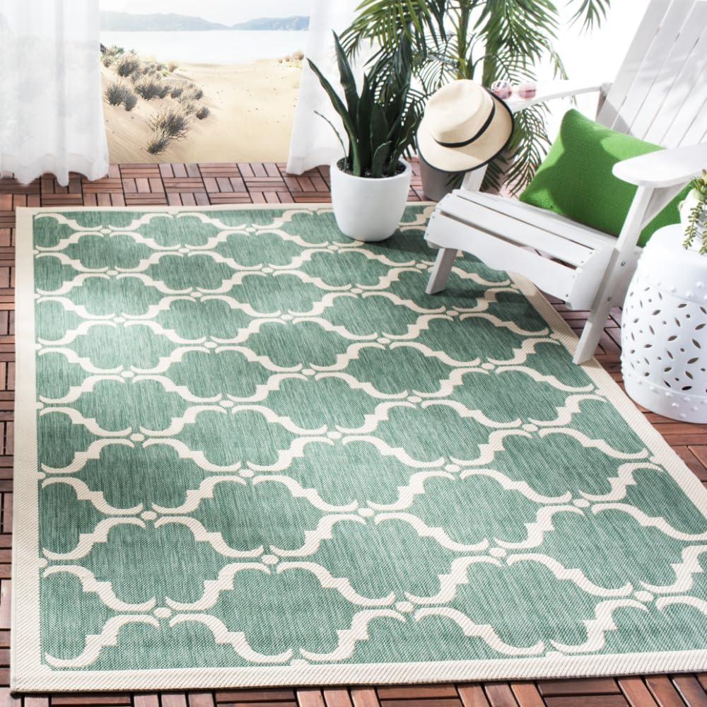 image:imageSAFAVIEH Courtyard Collection 8 x 11 NavyBeige CY6009 Trellis Indoor Outdoor Waterproof EasyCleaning Patio Backyard Mudroom AreaRugDark GreenBeige