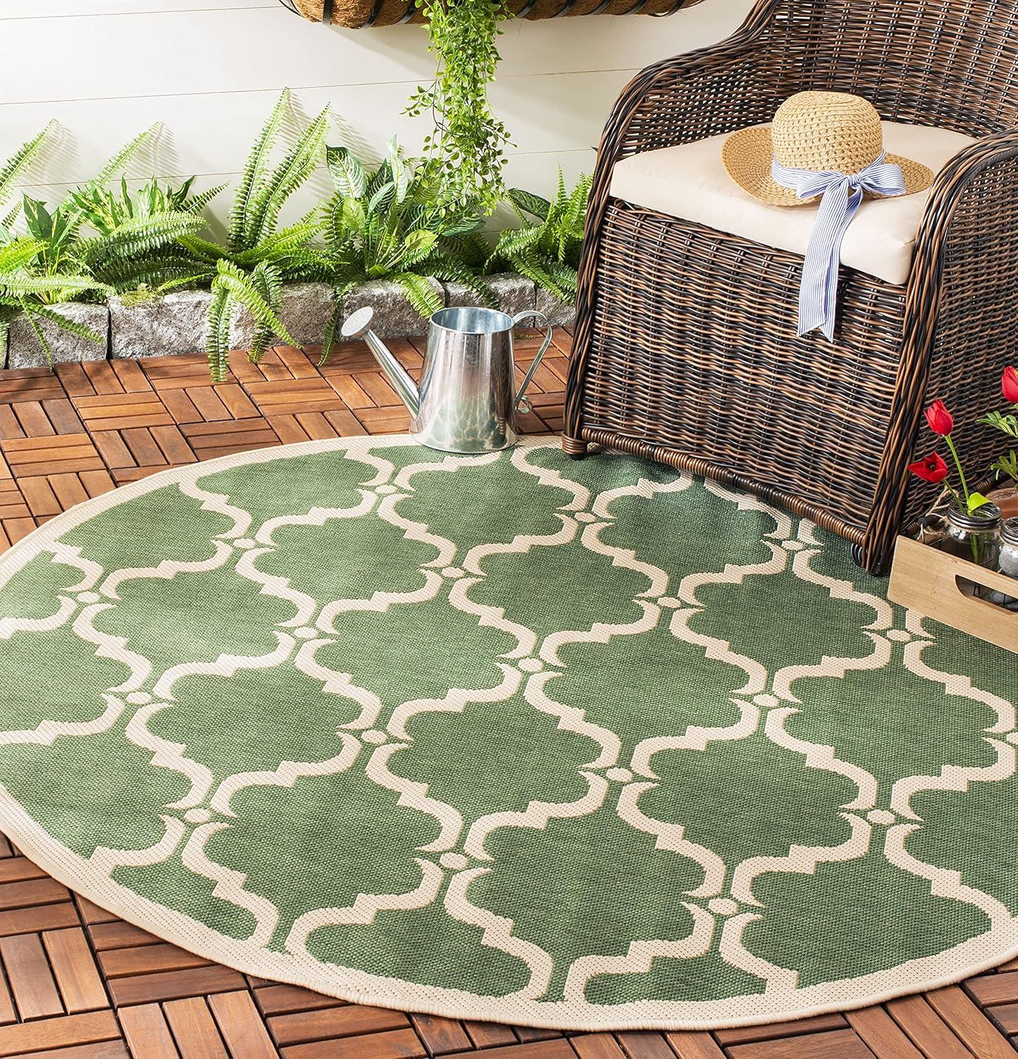 image:imageSAFAVIEH Courtyard Collection 8 x 11 NavyBeige CY6009 Trellis Indoor Outdoor Waterproof EasyCleaning Patio Backyard Mudroom AreaRugDark GreenBeige