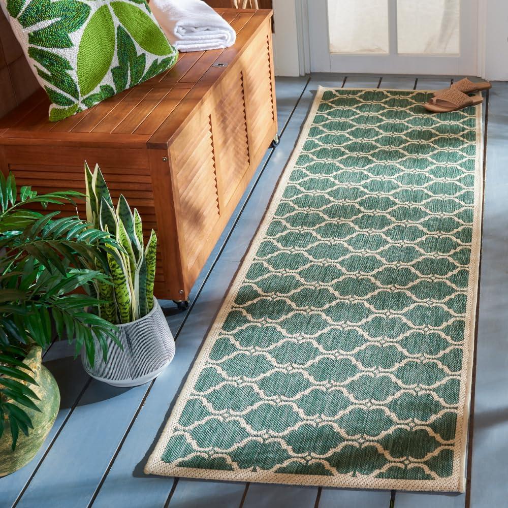 image:imageSAFAVIEH Courtyard Collection 8 x 11 NavyBeige CY6009 Trellis Indoor Outdoor Waterproof EasyCleaning Patio Backyard Mudroom AreaRugDark GreenBeige