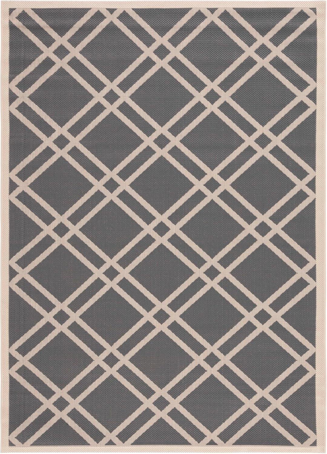 image:imageSAFAVIEH Courtyard Collection 8 x 11 NavyBeige CY6923 Trellis Indoor Outdoor Waterproof EasyCleaning Patio Backyard Mudroom AreaRugAnthraciteBeige