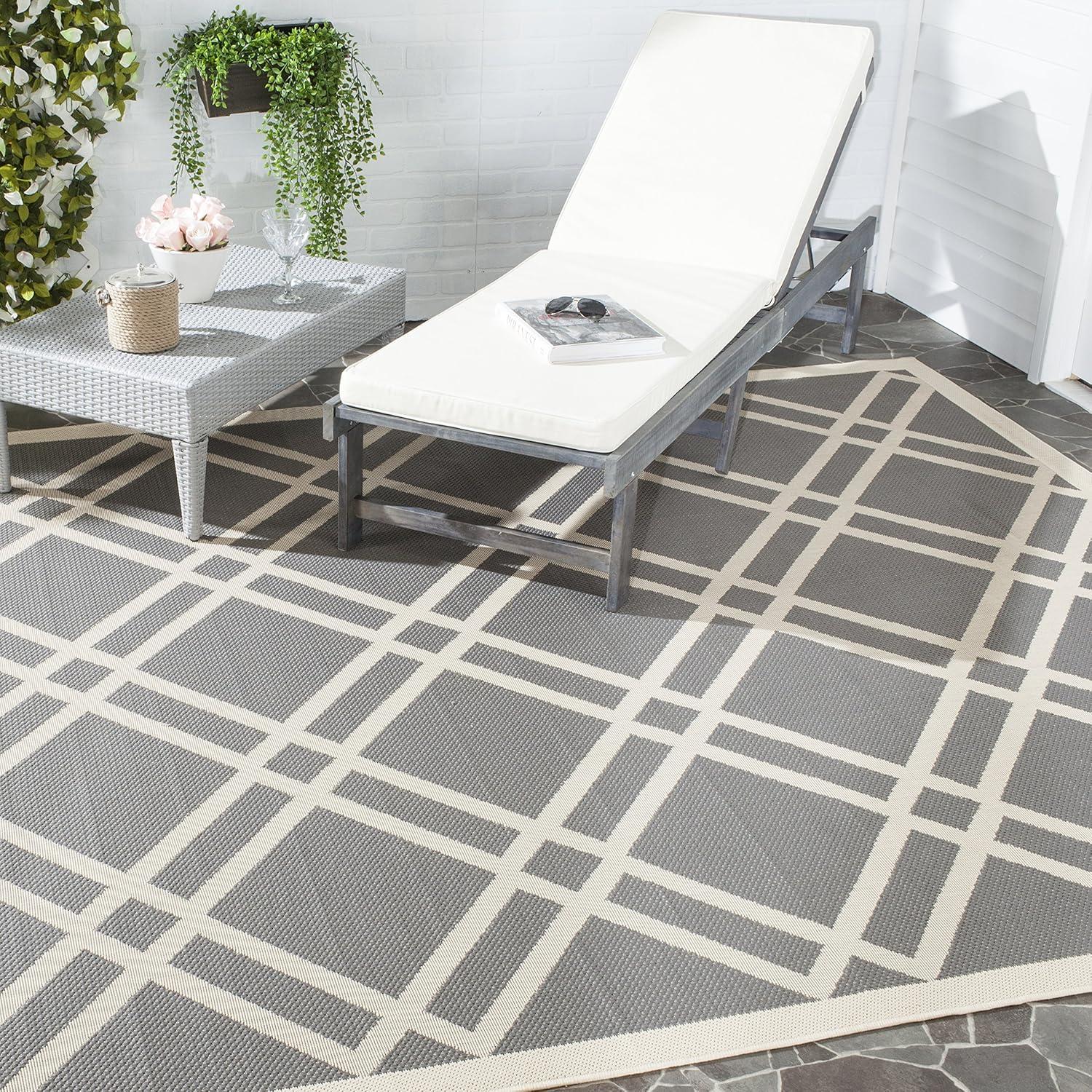 image:imageSAFAVIEH Courtyard Collection 8 x 11 NavyBeige CY6923 Trellis Indoor Outdoor Waterproof EasyCleaning Patio Backyard Mudroom AreaRugAnthraciteBeige