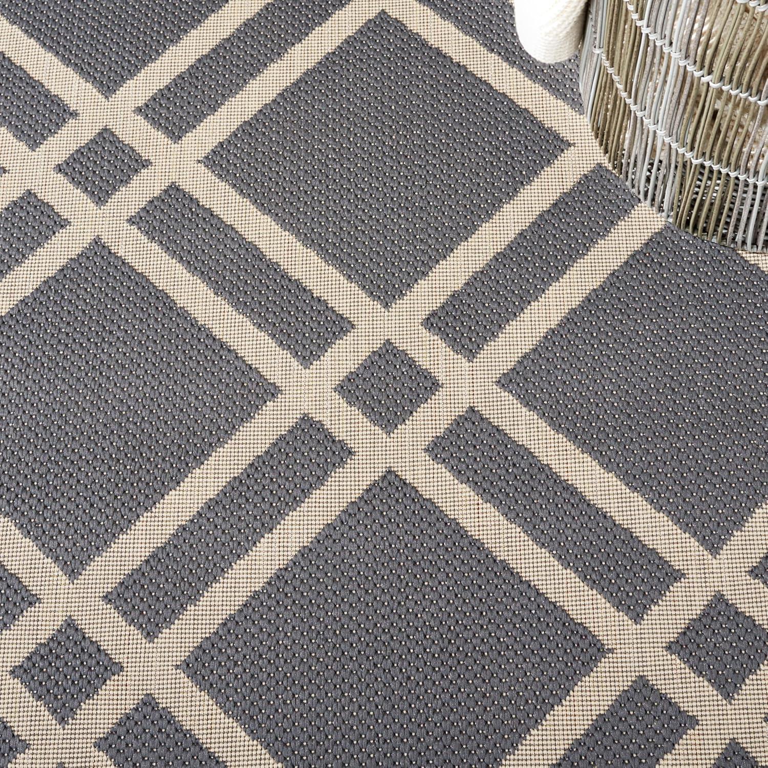 image:imageSAFAVIEH Courtyard Collection 8 x 11 NavyBeige CY6923 Trellis Indoor Outdoor Waterproof EasyCleaning Patio Backyard Mudroom AreaRugAnthraciteBeige