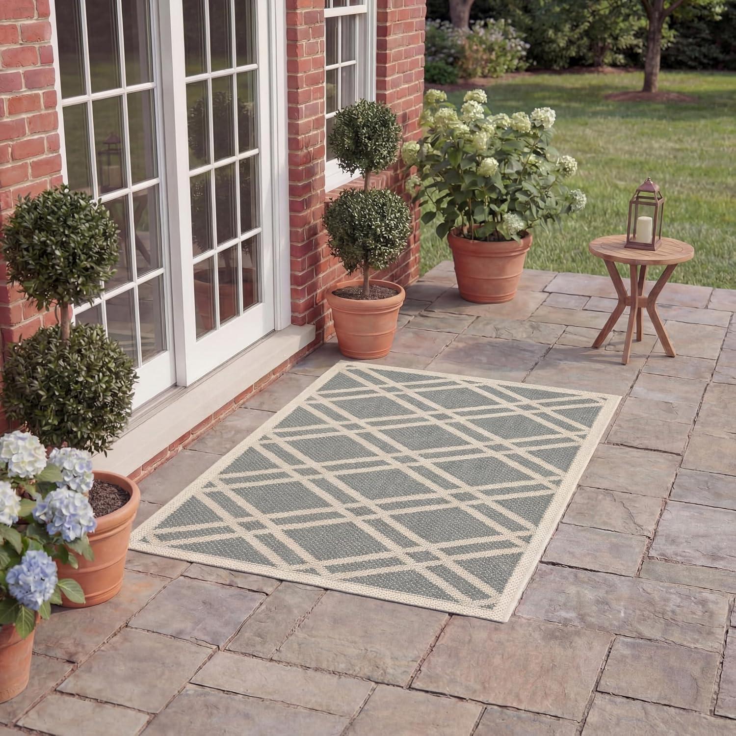 image:imageSAFAVIEH Courtyard Collection 8 x 11 NavyBeige CY6923 Trellis Indoor Outdoor Waterproof EasyCleaning Patio Backyard Mudroom AreaRugAnthraciteBeige