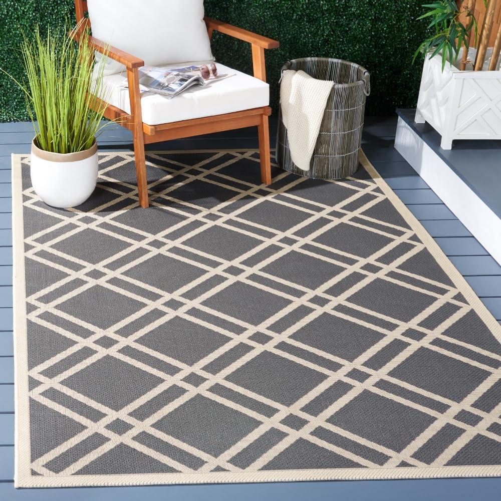 image:imageSAFAVIEH Courtyard Collection 8 x 11 NavyBeige CY6923 Trellis Indoor Outdoor Waterproof EasyCleaning Patio Backyard Mudroom AreaRugAnthraciteBeige