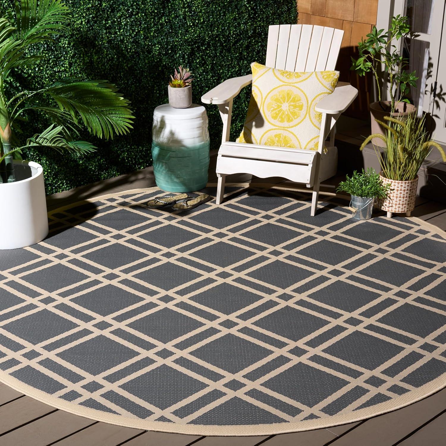 image:imageSAFAVIEH Courtyard Collection 8 x 11 NavyBeige CY6923 Trellis Indoor Outdoor Waterproof EasyCleaning Patio Backyard Mudroom AreaRugAnthraciteBeige