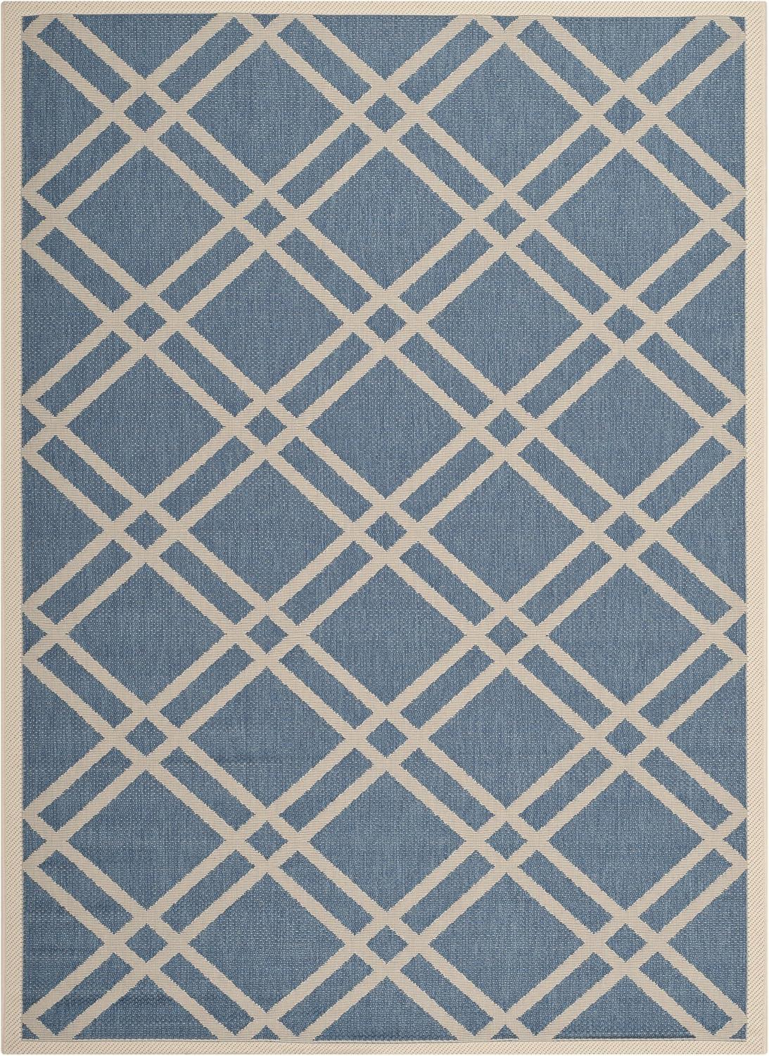 image:imageSAFAVIEH Courtyard Collection 8 x 11 NavyBeige CY6923 Trellis Indoor Outdoor Waterproof EasyCleaning Patio Backyard Mudroom AreaRugBlueBeige