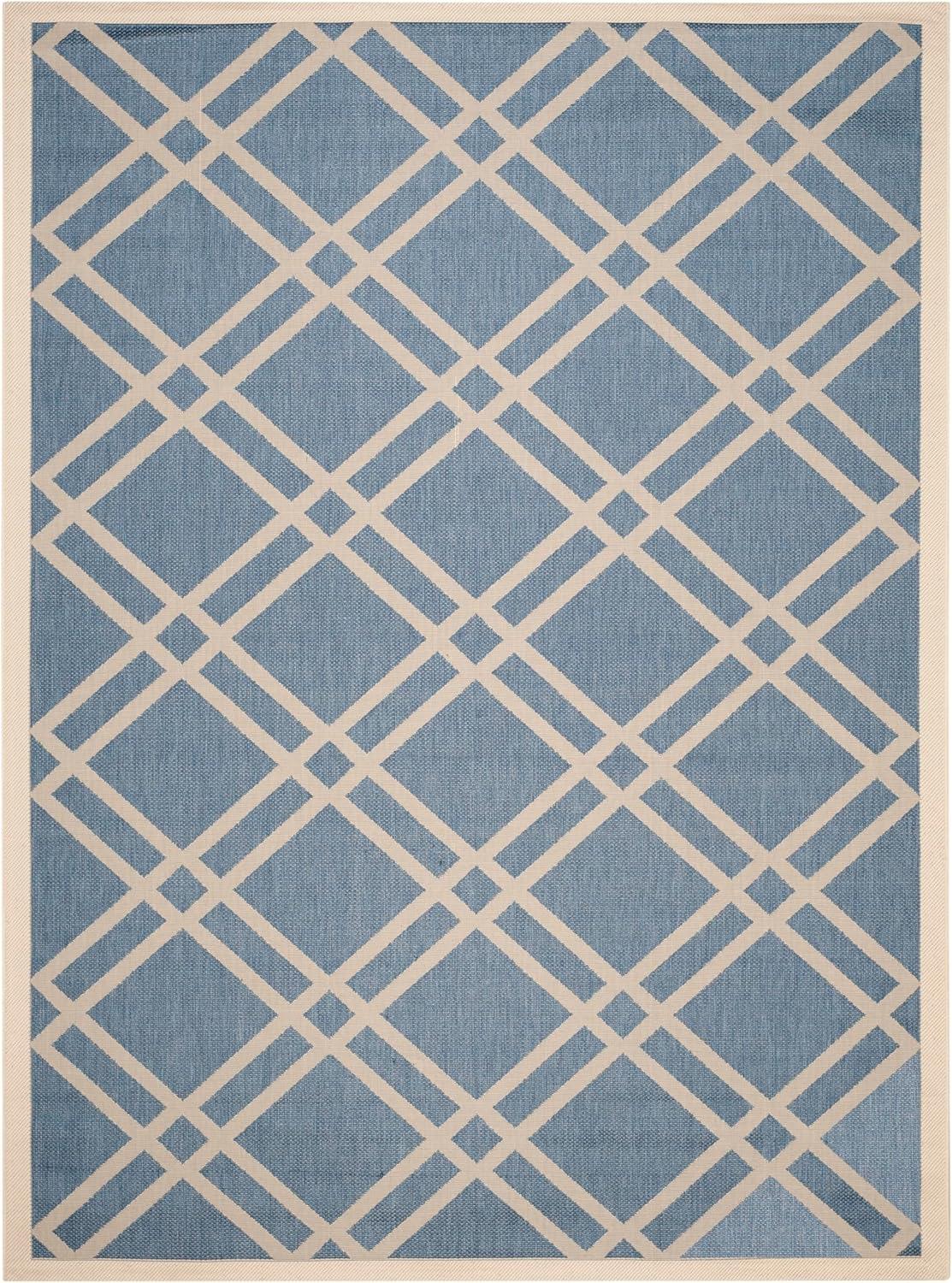 image:imageSAFAVIEH Courtyard Collection 8 x 11 NavyBeige CY6923 Trellis Indoor Outdoor Waterproof EasyCleaning Patio Backyard Mudroom AreaRugBlueBeige