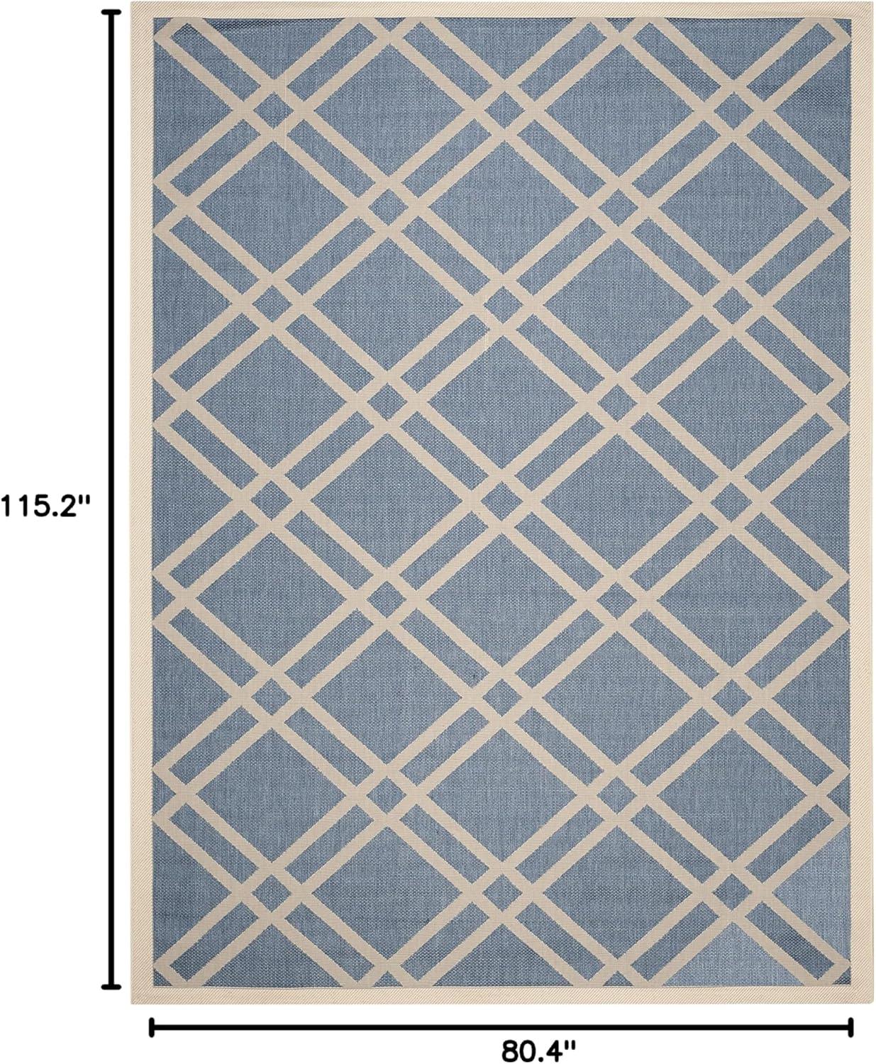 image:imageSAFAVIEH Courtyard Collection 8 x 11 NavyBeige CY6923 Trellis Indoor Outdoor Waterproof EasyCleaning Patio Backyard Mudroom AreaRugBlueBeige