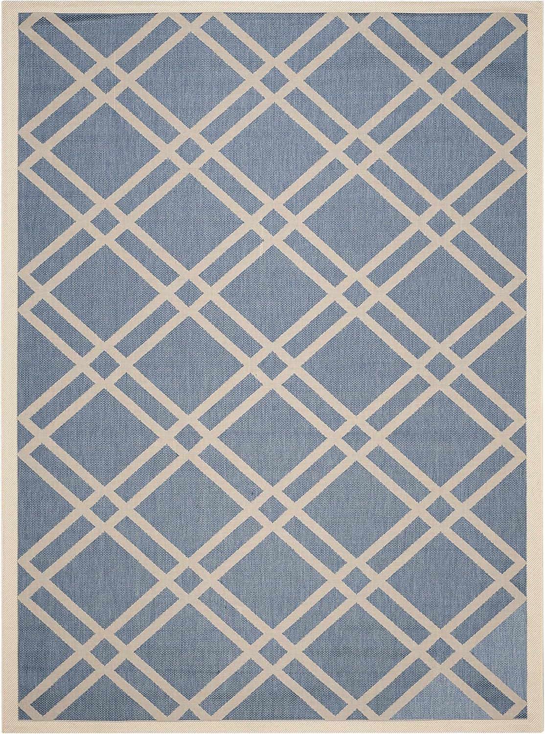 image:imageSAFAVIEH Courtyard Collection 8 x 11 NavyBeige CY6923 Trellis Indoor Outdoor Waterproof EasyCleaning Patio Backyard Mudroom AreaRugBlueBeige