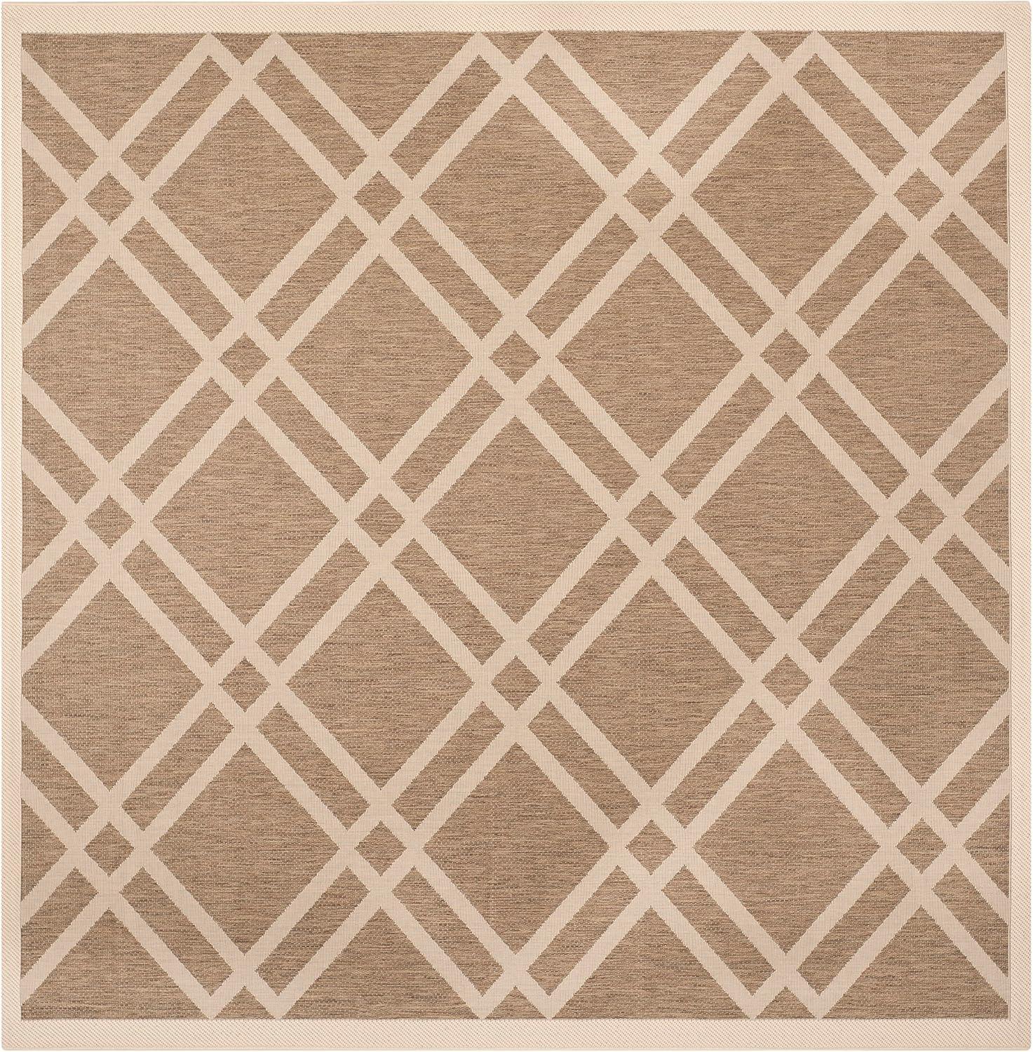 image:imageSAFAVIEH Courtyard Collection 8 x 11 NavyBeige CY6923 Trellis Indoor Outdoor Waterproof EasyCleaning Patio Backyard Mudroom AreaRugBrownBone