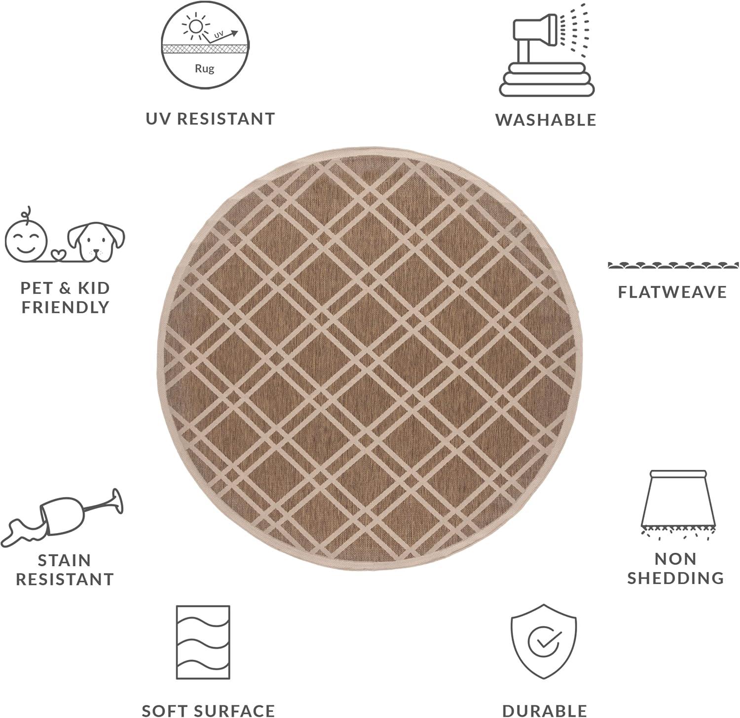 image:imageSAFAVIEH Courtyard Collection 8 x 11 NavyBeige CY6923 Trellis Indoor Outdoor Waterproof EasyCleaning Patio Backyard Mudroom AreaRugBrownBone