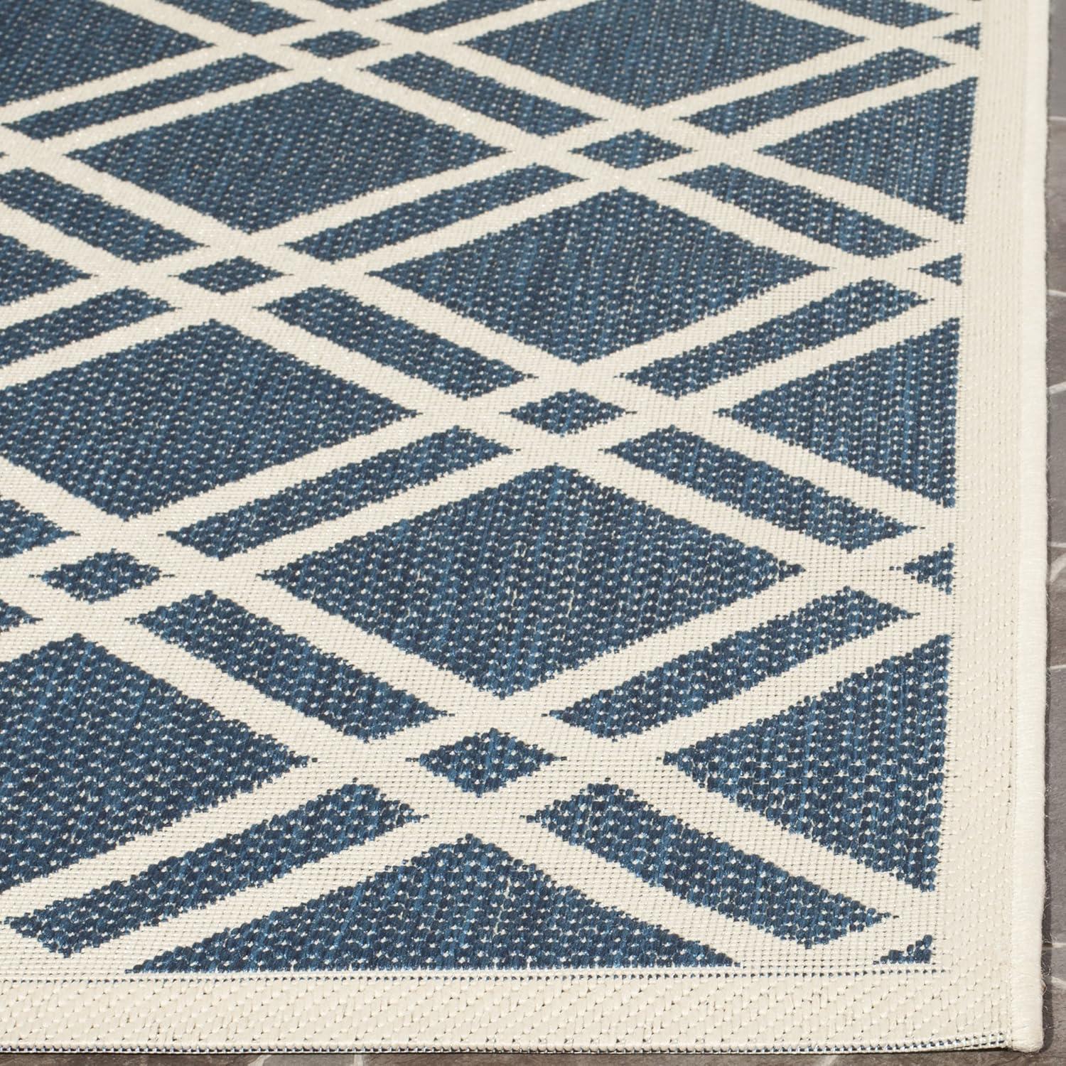 image:imageSAFAVIEH Courtyard Collection 8 x 11 NavyBeige CY6923 Trellis Indoor Outdoor Waterproof EasyCleaning Patio Backyard Mudroom AreaRugBrownBone