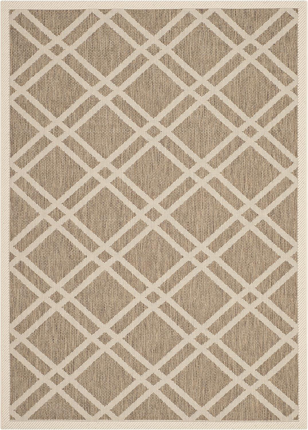 image:imageSAFAVIEH Courtyard Collection 8 x 11 NavyBeige CY6923 Trellis Indoor Outdoor Waterproof EasyCleaning Patio Backyard Mudroom AreaRugBrownBone