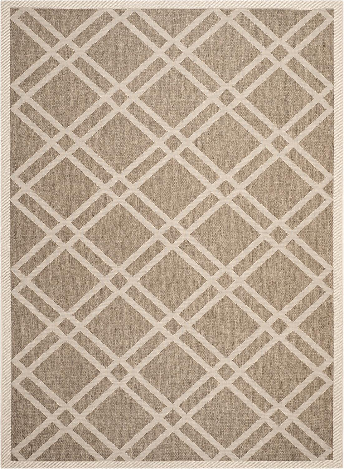 image:imageSAFAVIEH Courtyard Collection 8 x 11 NavyBeige CY6923 Trellis Indoor Outdoor Waterproof EasyCleaning Patio Backyard Mudroom AreaRugBrownBone